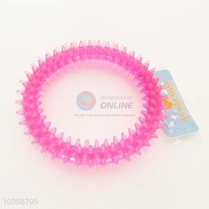 Pink soft silicone collar shaped pet toy