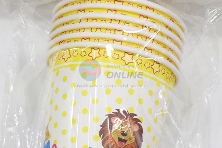 Popular new style 6pcs lion pattern birthday use paper cups