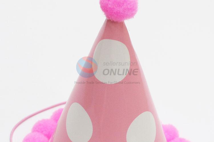 Best popular style cheap pink&white birthday use hat