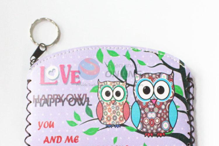 Low price top quality owl pattern pu coin purse