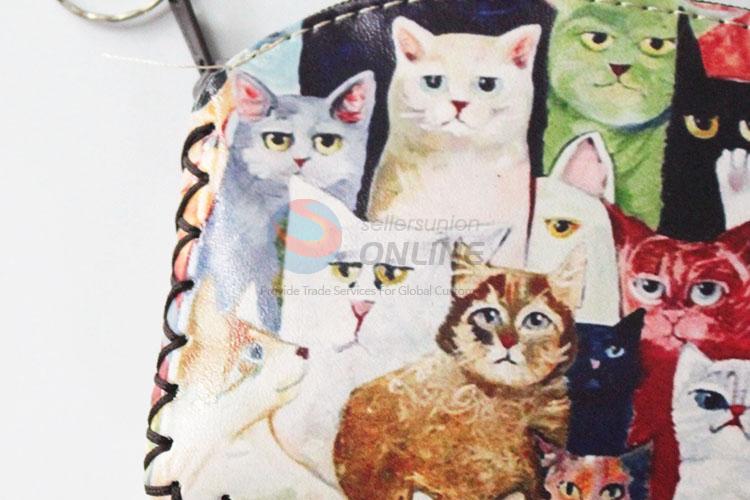 Popular top quality cute colorful cat pattern coin purse