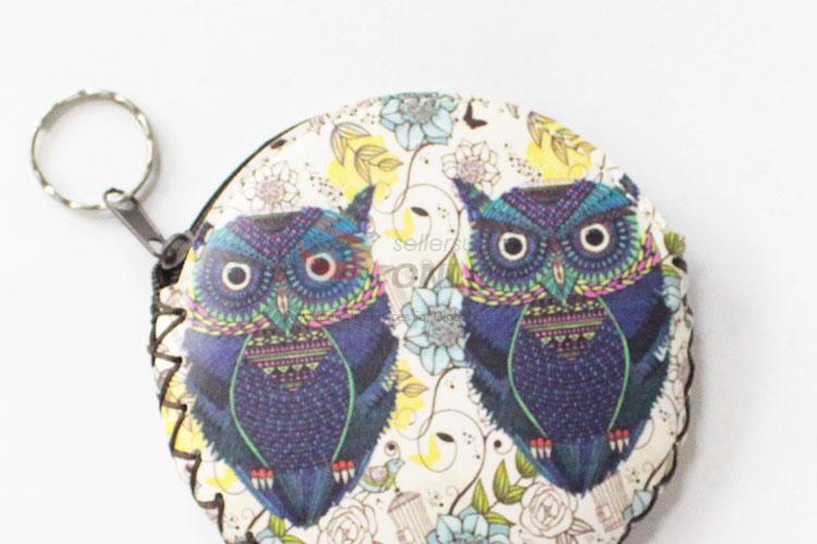 Low price new style owl pattern round coin purse