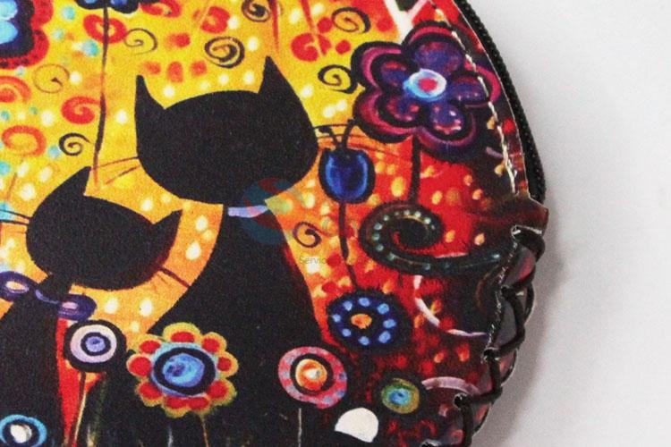 China factory price cat pattern round coin purse