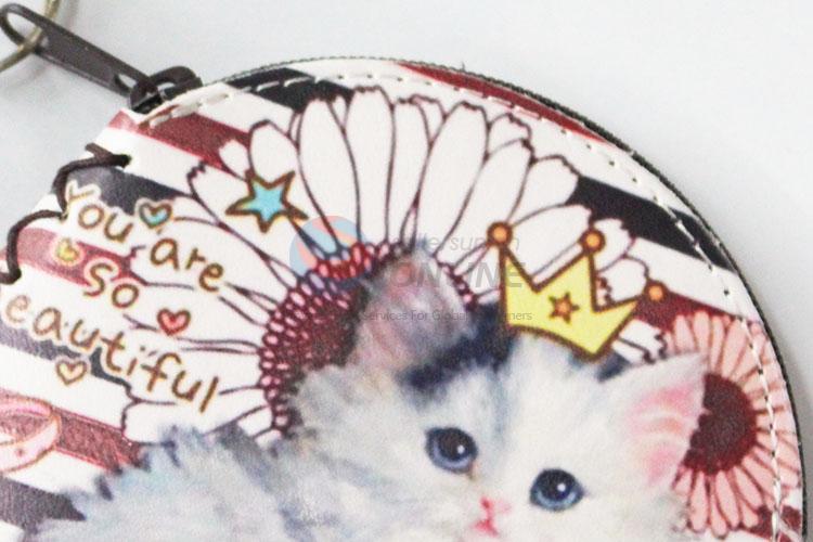 Cute cheap cat pattern round coin purse