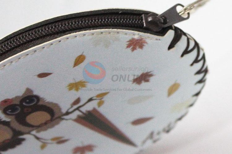 Fashionable owl pattern round coin purse