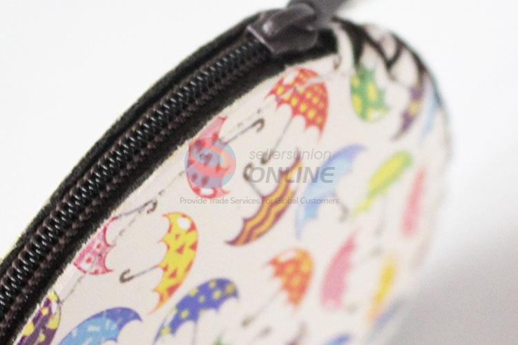 Promotional colorful umbrella pattern round coin purse