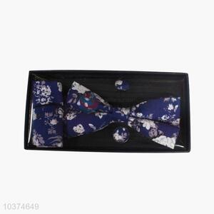 Customized cheap new arrival printed bow tie+kerchief