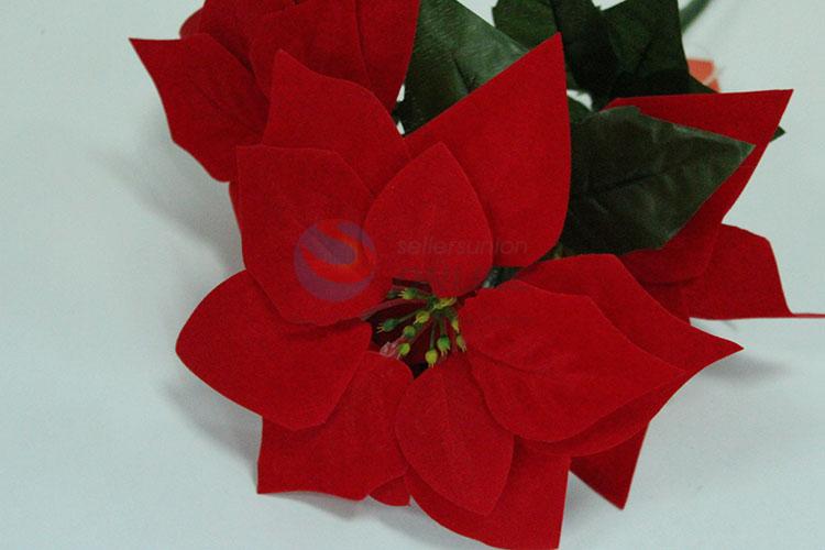 HX POINSETTIA 3HEADS WITH PRINTED LEAF