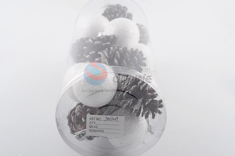 White Ball and Pine Cone Christmas Decoration Tree Ornament