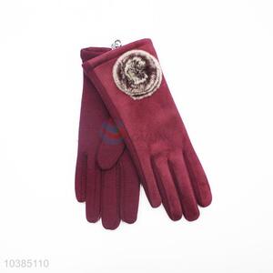 Elegant Women Suede Gloves Fur Leather Gloves