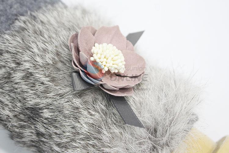 Women Winter Flower Fur Gloves