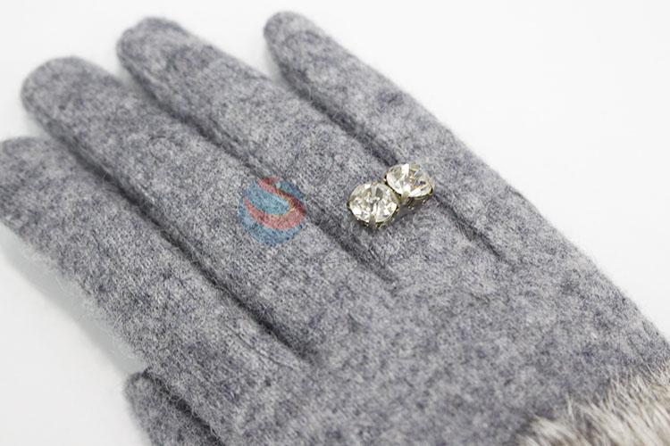 Women Winter Flower Fur Gloves