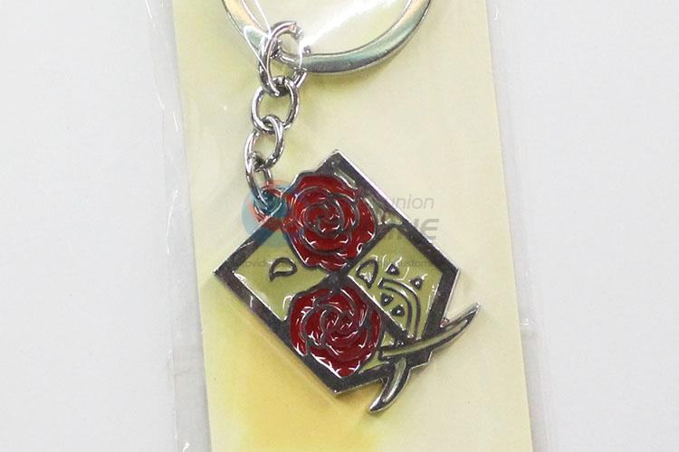 Wholesale top quality fashionable rose pattern key chain