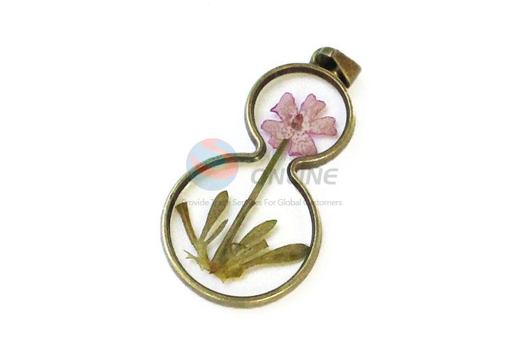 Best Sale Gourd Shape Real Flower Zinc Alloy Pendant