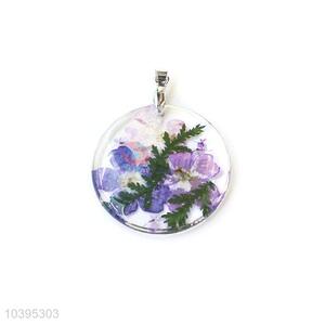 Fashion Design Round Real Flower Zinc Alloy Pendant