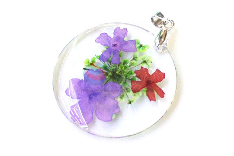 Best Sale Round Real Flower Zinc Alloy Pendant