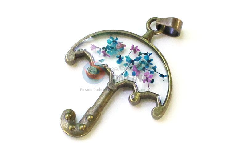 Retro Style Cute Umbrella Shape Real Flower Pendant