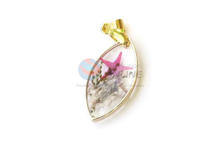 Modern Drop Shape Real Flower Bronze Pendant