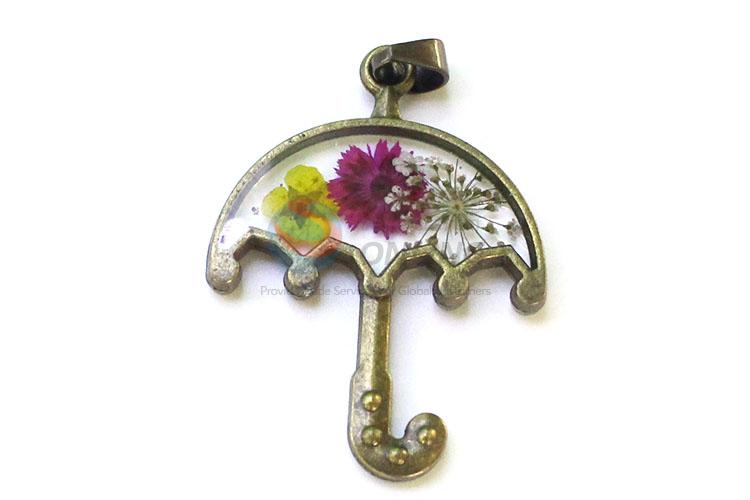 Hot Sale Umbrella Shape Zinc Alloy Real Flower Pendant