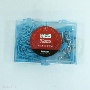 Wholesale low price blue 10pcs binder clips/100pcs paper clips set