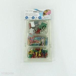 Wholesale cute 10pcs binder clips/54pcs paper clips/35pcs push pins