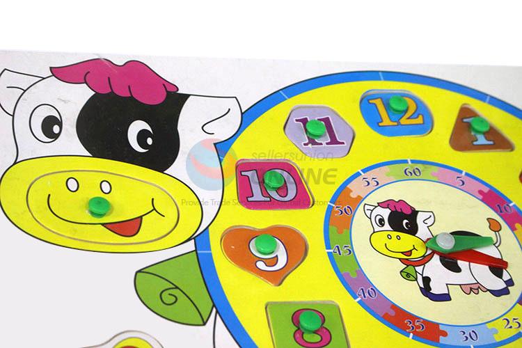 High quality educational cow shaped clock puzzle