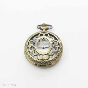 Flower Quartz Movement Skeleton Pocket Watch