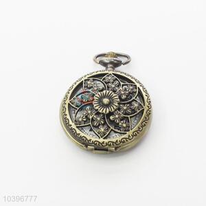 Flower Quartz Movement Skeleton Pocket Watch