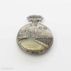 Shanghai Bund Quartz Movement Skeleton Pocket Watch