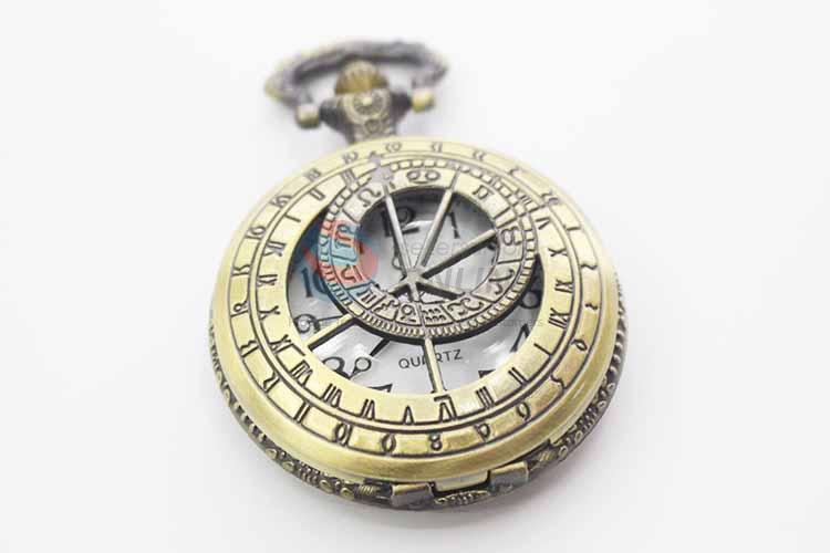 Sundial Quartz Movement Skeleton Pocket Watch