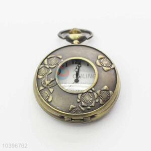 Flower Quartz Movement Skeleton Pocket Watch