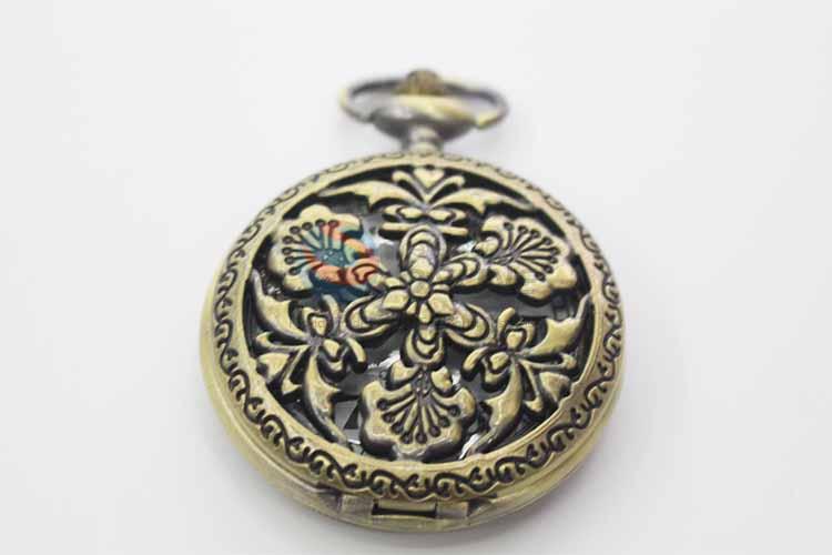 Flower Quartz Movement Skeleton Pocket Watch