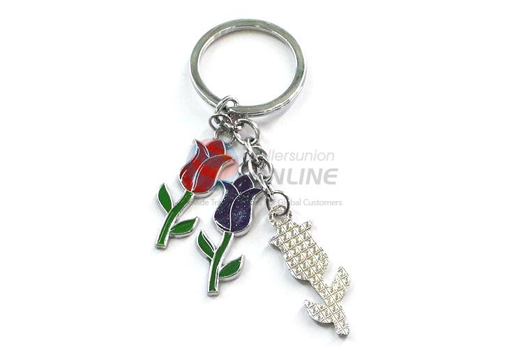 Newest Rose Shape Zinc Alloy Key Chain Best Key Ring