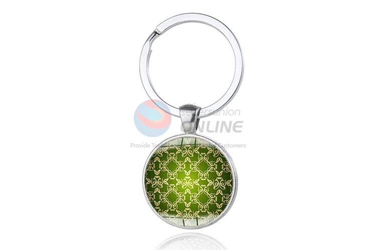 Flower Pattern Round Metal Key Chain/Key Ring