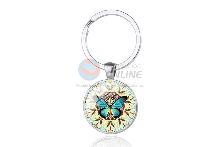 Butterfly Round Metal Key Chain/Key Ring