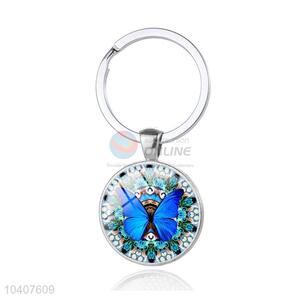 Butterfly Round Metal Key Chain/Key Ring