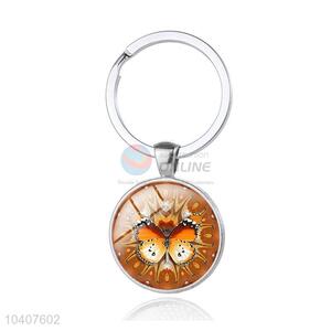 Butterfly Round Metal Key Chain/Key Ring