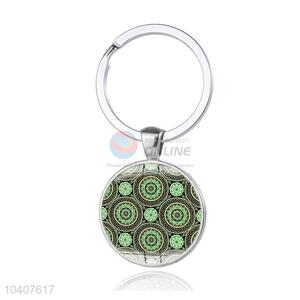 Flower Pattern Round Metal Key Chain/Key Ring