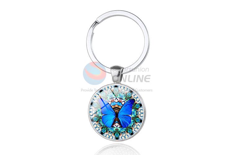 Butterfly Round Metal Key Chain/Key Ring