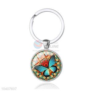 Butterfly Round Metal Key Chain/Key Ring