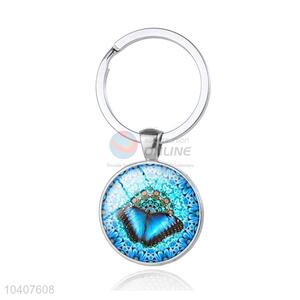 Butterfly Round Metal Key Chain/Key Ring