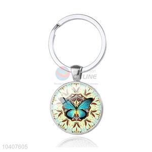 Butterfly Round Metal Key Chain/Key Ring