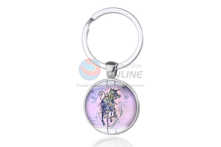 Flower Pattern Round Metal Key Chain/Key Ring