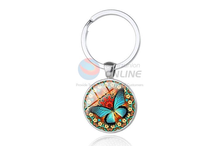 Butterfly Round Metal Key Chain/Key Ring