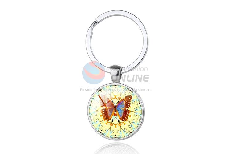 Butterfly Round Metal Key Chain/Key Ring