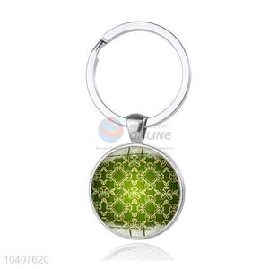 Flower Pattern Round Metal Key Chain/Key Ring