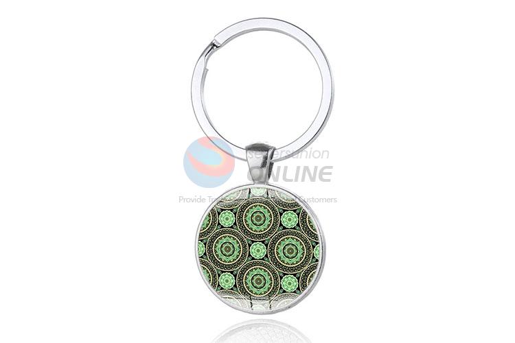 Flower Pattern Round Metal Key Chain/Key Ring