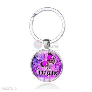 Butterfly Round Metal Key Chain/Key Ring