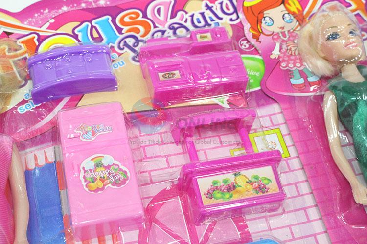 Cute Doll Plastic House Play Set with Furniture Set