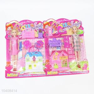 Lovely Plastic House Play Set with Doll and Furniture